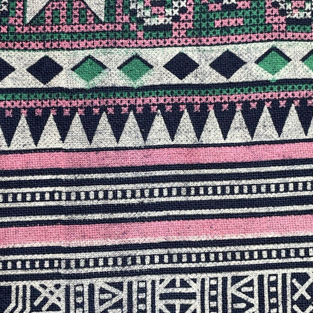 Cotton Tribal Boho Hippie Pants Women's Small Blue Pink Green Straight Leg Crop - Picture 16 of 16